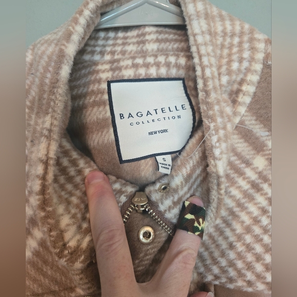 Bagatelle Plaid Bomber Jacket Tan - Picture 4 of 7